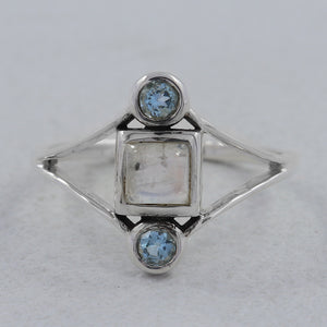 Rainbow Moonstone Silver Ring