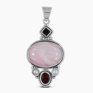 925 Sterling Silver Pink Opal Pendants
