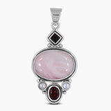 925 Sterling Silver Pink Opal Pendants