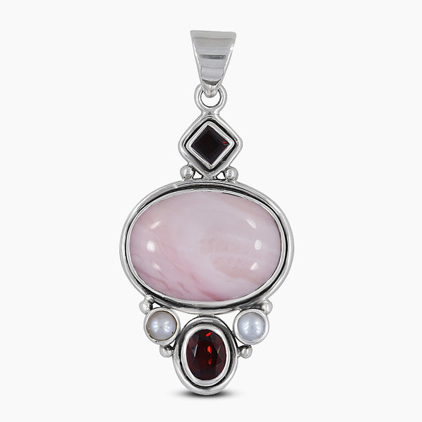 925 Sterling Silver Pink Opal Pendants
