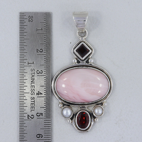 925 Sterling Silver Pink Opal Pendants