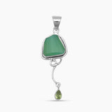 Green Chrysoprase & Peridot Silver Pendants