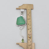 Green Chrysoprase & Peridot Silver Pendants