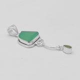 Green Chrysoprase & Peridot Silver Pendants