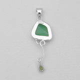 Green Chrysoprase & Peridot Silver Pendants