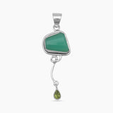 Green Chrysoprase & Peridot Silver Pendants
