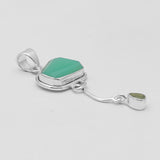 Green Chrysoprase & Peridot Silver Pendants