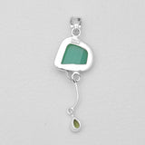 Green Chrysoprase & Peridot Silver Pendants
