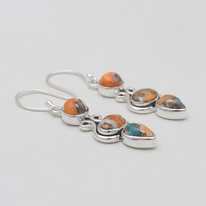 Turquoise Spiny Oyster Silver Earrings