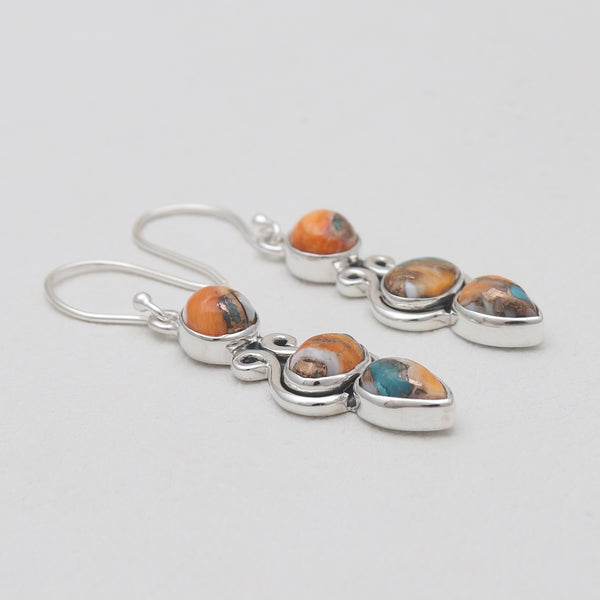 Turquoise Spiny Oyster Silver Earrings