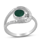 Natural Emerald Gemstone Sterling Silver Ring