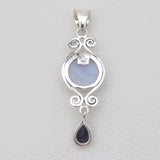 Blue Lace Agate & Iolite Silver Pendants