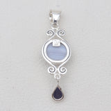 Blue Lace Agate & Iolite Silver Pendants