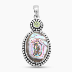 Abalone Shell & Peridot Silver Pendants