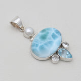 925 Sterling Silver Larimar Pendants