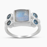 Rainbow Moonstone Silver Rings