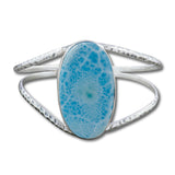 Larimar Pectolite Bangle with Sterling Silver Jewelry