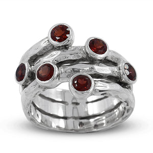 925 Sterling Silver Garnet Ring