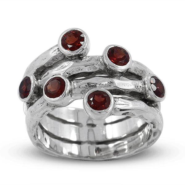 925 Sterling Silver Garnet Ring