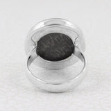 Natural Black Coral Cabochon Silver Ring