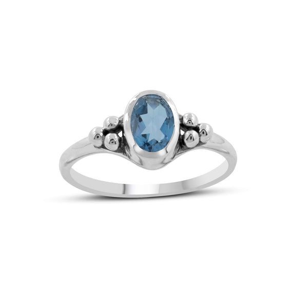 925 Sterling Silver Blue Topaz Ring