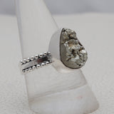 Pyrite Druzy Silver Rings