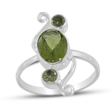 Natural Peridot Gemstone 925 Sterling Silver Ring