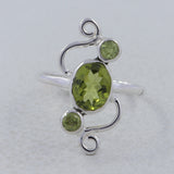 Natural Peridot Gemstone 925 Sterling Silver Ring