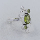 Natural Peridot Gemstone 925 Sterling Silver Ring