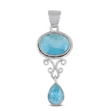 Larimar Gemstone 925 Sterling Silver Pendant