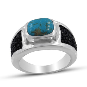 Black Stingray Charoite Silver Mens Rings