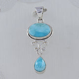 Larimar Gemstone 925 Sterling Silver Pendant