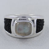 925 Sterling Silver Black Stingray Charoite Mens Ring