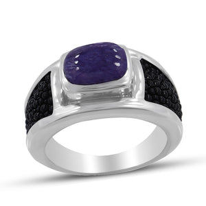 Black Stingray Charoite Silver Mens Rings