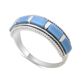 Blue Opal Silver Band Rings