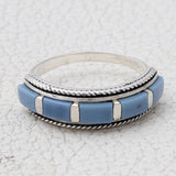 Blue Opal Silver Band Rings