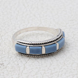 Blue Opal Silver Band Rings