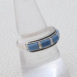 Blue Opal Silver Band Rings