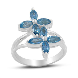 925 Sterling Silver Blue Topaz Ring