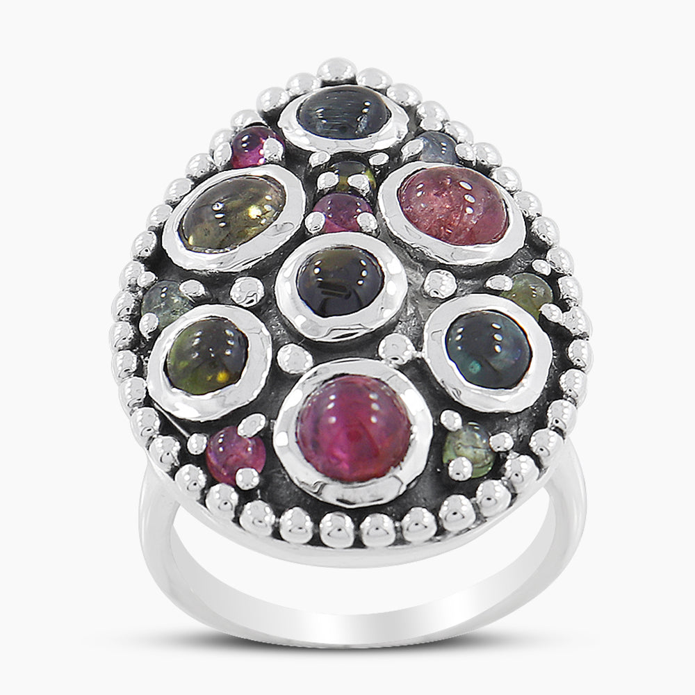 925 Silver Multi Tourmaline Rings