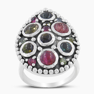 925 Silver Multi Tourmaline Rings
