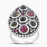925 Silver Multi Tourmaline Rings
