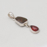 Ammolite & Hessonite Silver Pendant