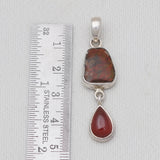 Ammolite & Hessonite Silver Pendant