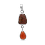 Ammolite & Hessonite Silver Pendant