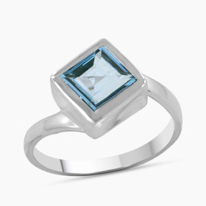925 Sterling Silver Blue Topaz Ring