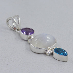 Rainbow Moonstone Silver Pendants