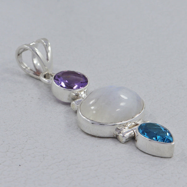 Rainbow Moonstone Silver Pendants