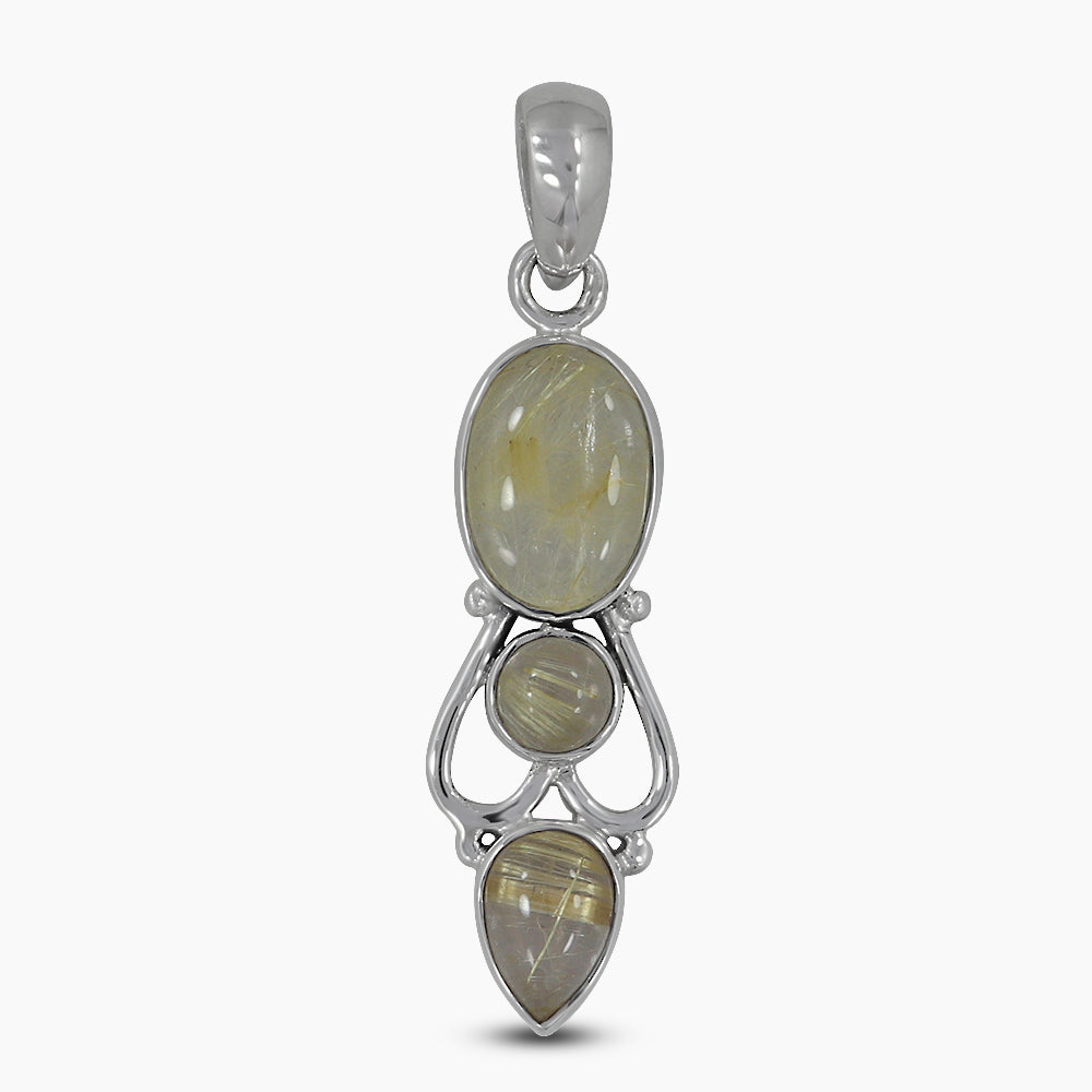 925 Silver Rutilated Quartz Pendants