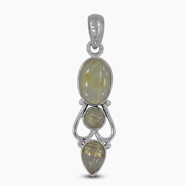 925 Silver Rutilated Quartz Pendants